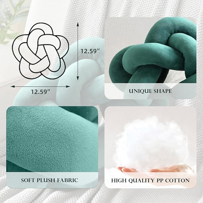 Star Shaped Knotted Pillow Soft Plush Throw Pillow Nordic Style Knot Room Decor for Home Office Sofa Couch Bed (White 12.59 in)