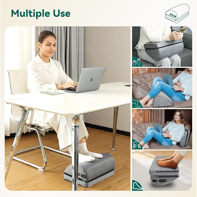 Snailax Heated Foot Rest Under Desk at Work, Desk Foot Stool with Heat & Vibration Massage, Adjustable Height, 2 Heat Levels Foot Warmer Feet Heater for Office Chair, Gaming Home Use