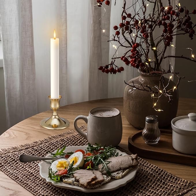 Taper Candle Stick Holder, 9PCS Brass Gold Candle Holders for Candlesticks, Vintage Metal Candlestick Holders for Dinner Room Table Centerpiece or Mantel Wedding Party Decor (9, Gold)