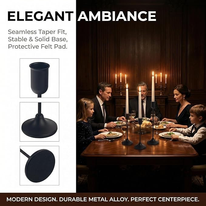 27 Pcs Black Candlestick Holders Set - Vintage Brass Taper Candle Holder for Pillar Candles - Modern Decorative Centerpiece for Wedding Fireplace Mantel Decor - Cozy Atmosphere Housewarming Gift