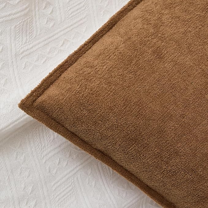 Kevin Textile Waterproof Decorative Pillow Covers Brown 18x18 Inch Pack of 2 Soft Boucle Textured Throw Pillowcases Elegant Accent Pillows for Couch Sofa Chair Bed Home Decor Indoor Outdoor