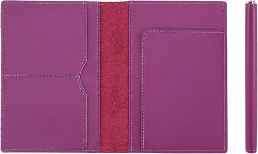 STAR VISTA Albatross Leather Travel Passport Holder, Minimalist Design, Calfskin Leather Case for Women and Men - Slim Passport Wallet, Bifold, RFID Blocking, Violet