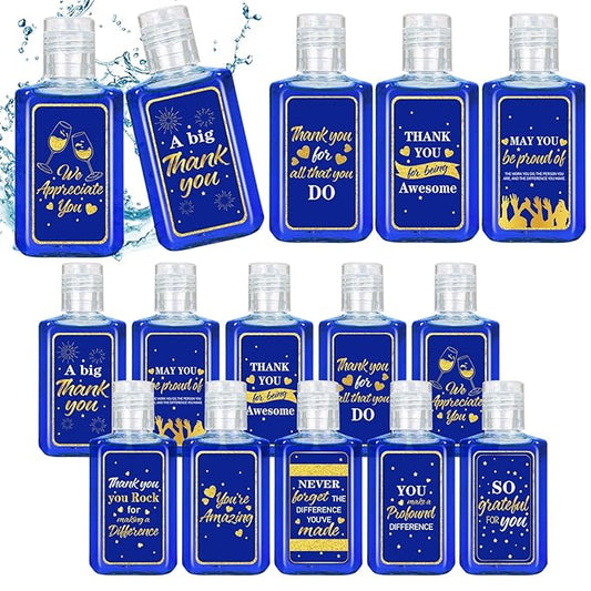 50 Pcs Thank You Mini Hand Sanitizer Bulk Employee Appreciation Gift Inspirational Small Hand Sanitizer 1fl oz Travel Size Hand Soap for Team Coworker Friends Teacher Christmas Valentine (Navy Blue)