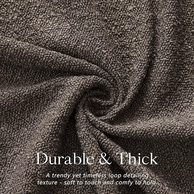 Foindtower Textured Boucle Throw Pillow Covers Accent Solid Lumbar Pillow Cases Cozy Soft Decorative Couch Cushion Case for Chair Sofa Bedroom Living Room Home Decor, 12 x 20 Inch,Dark Brown