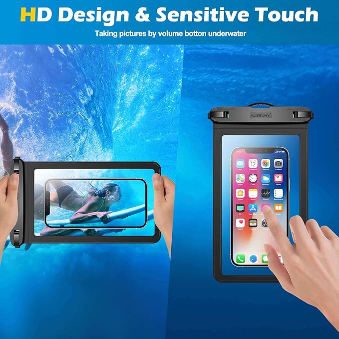 Large Waterproof Cell Phone Pouch - 4 Pack Underwater Clear Cellphone Holder Protector - Universal Water Proof Dry Bag Case with Neck Lanyard for Samsung Galaxy S25 S24 S23 for Beach Swimming Pool