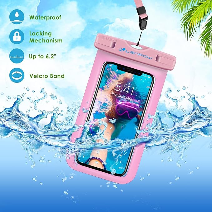 Universal Waterproof Phone Pouch, 2-Pack Waterproof Phone Lanyard Case Dry Bag with Neck Strap for iPhone 17 16 15 14 13 12 Pro Max Plus Samsung Galaxy S24 S23 Edge Note Google Pixel Sony up to 7.5"