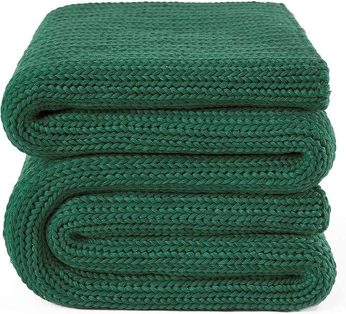 Guohaoi Knitted Weighted Blanket for Adults (Green 48"x72" 20lbs) No Beads Cooling Throw Blanket for Hot Sleepers, Home Decor Breathable Chunky Knit Heavy Blanket Use on Full Size Bed