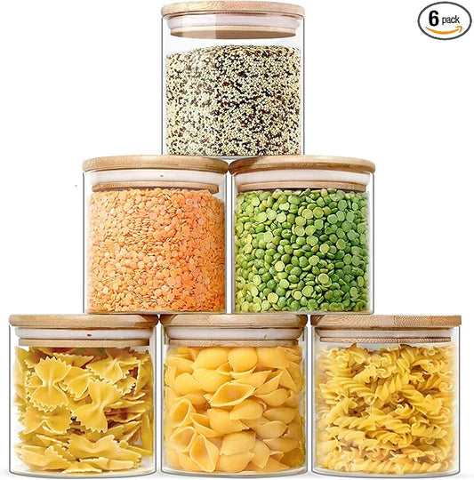 Urban Green Glass Jars with Airtight Lids, Airtight Glass Canisters with Locking Lids, (Bamboo-20oz)