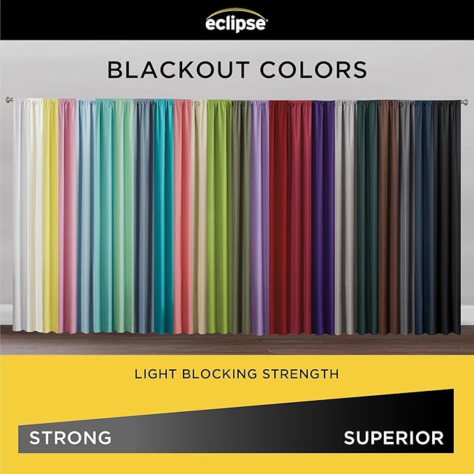 Eclipse Kendall Textured Blackout Thermal Rod Pocket Window Curtain, Insulating & Noise Reducing Curtains for Bedroom or Living Room (1 Panel), 63 in Long x 42 in Wide, Indigo