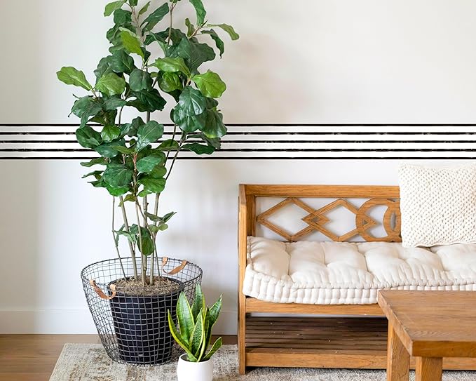 FLFK Wallpaper Border - Black and White Striped Wall Borders Decal Peel and Stick Trim 8" x 240"
