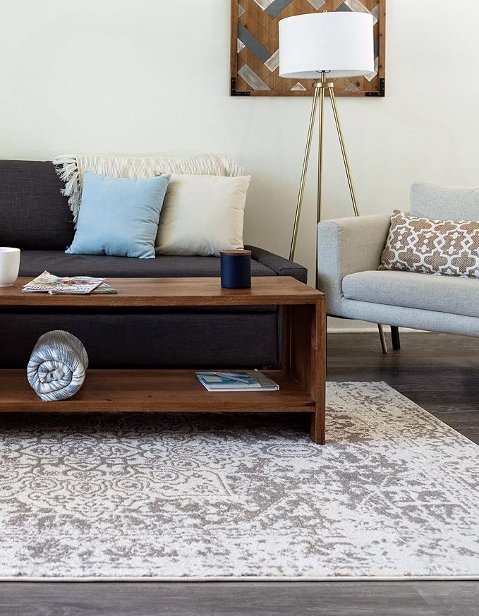 Rugs.com Arlington Collection Rug – 10' x 13' White Medium-Pile Rug Perfect for Living Rooms, Large Dining Rooms, Open Floorplans