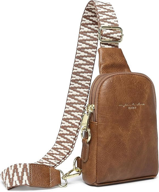 INICAT Travel Small Crossbody Sling Bags Women Cross Body Purses Passport Holder Vegan Leather Fanny Packs Birthday Gifts