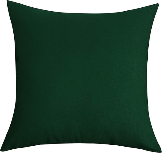 TangDepot Handmade Decorative Solid 100% Cotton Canvas Throw Pillow Covers/Pillow Shams, (28"x28", Deep Green)