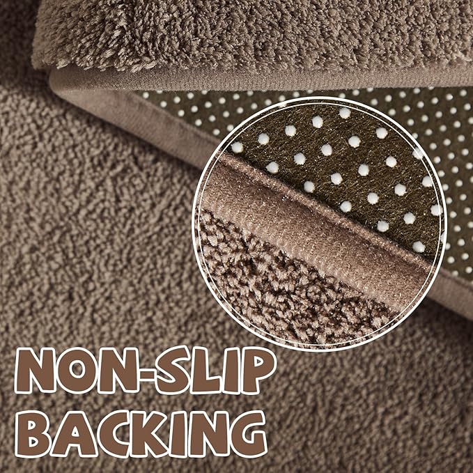 jinchan Solid Plush Area Rug 3x5 Performance Shaggy Washable Rug Indoor Soft Modern Faux Wool Cozy Non Slip Carpet for Living Room Kids Room Bedroom Dining Room Nursery Brown