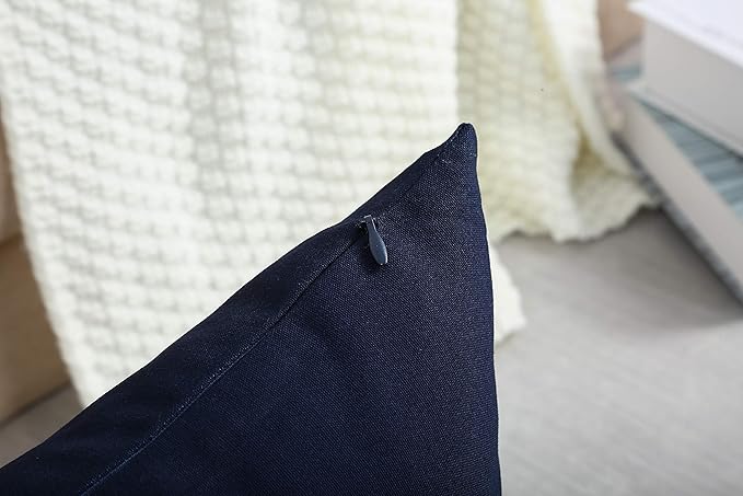 TangDepot Cotton Solid Throw Pillow Covers, 12"X18" color dark navy