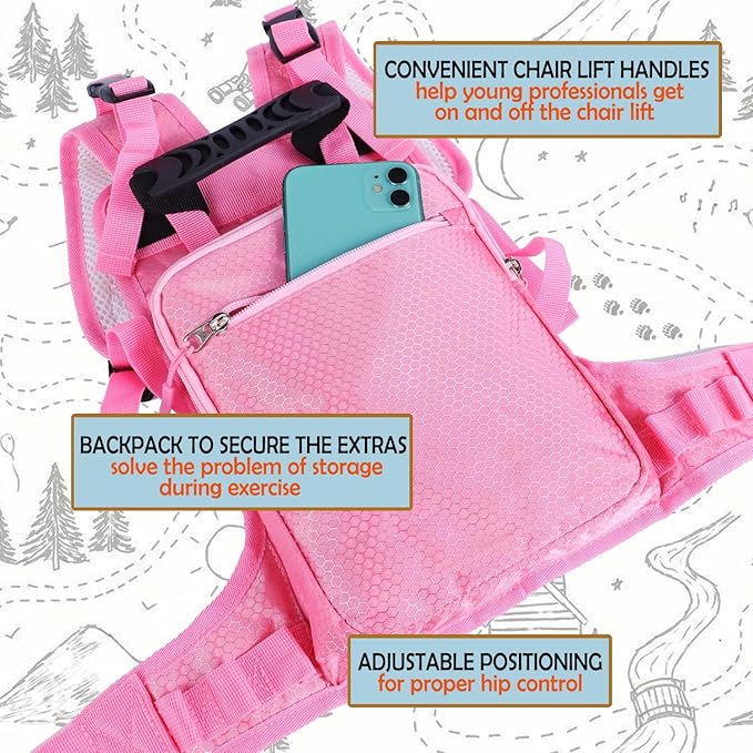 CapsLock Ski and Snowboard Harness Trainer for Kids – Retractable Leash with Shock Absorbing Bungees for Safe Ski Training
