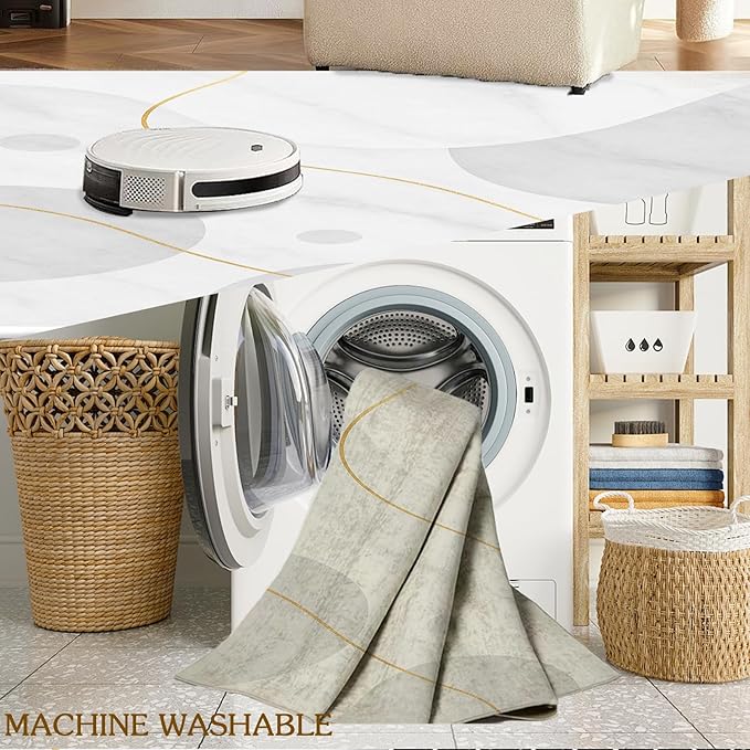 Minimalist Marble Rug - 2x3 Rug, Abstract Marble Bath Rugs, Modern Luxury Doormat, Washable & Non Slip Small Rugs Home Decor