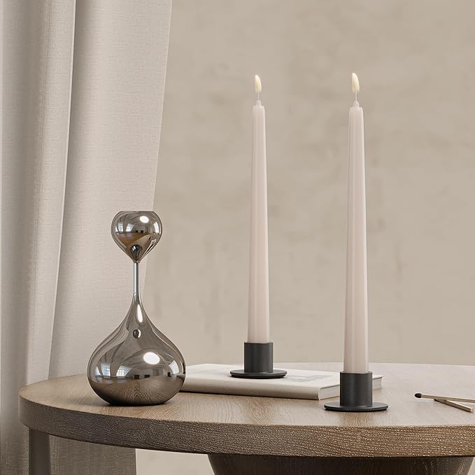 12 Pcs Black Candle Holders Bulk - Elegant Taper Candle Holders, Classic Candlestick Holders for Table Centerpiece, Festive Christmas Mantel Display or Sophisticated Home Decor