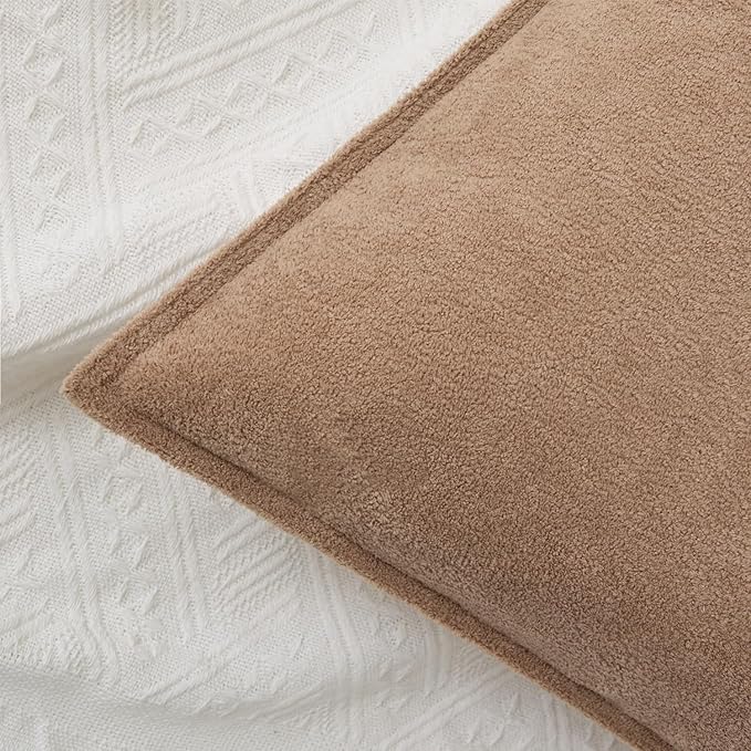 Kevin Textile Waterproof Decorative Pillow Covers Camel 20x20 Inch Pack of 2 Soft Boucle Textured Throw Pillowcases Elegant Accent Pillows for Couch Sofa Chair Bed Home Decor Indoor Outdoor