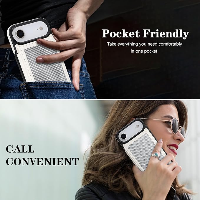 GUERNICA for iPhone 17 Air (6.7") Case Wallet with Card Holder, RFID Blocking Leather Protection, Shockproof Women Men Phone Case for iPhone Air, A - Silver White
