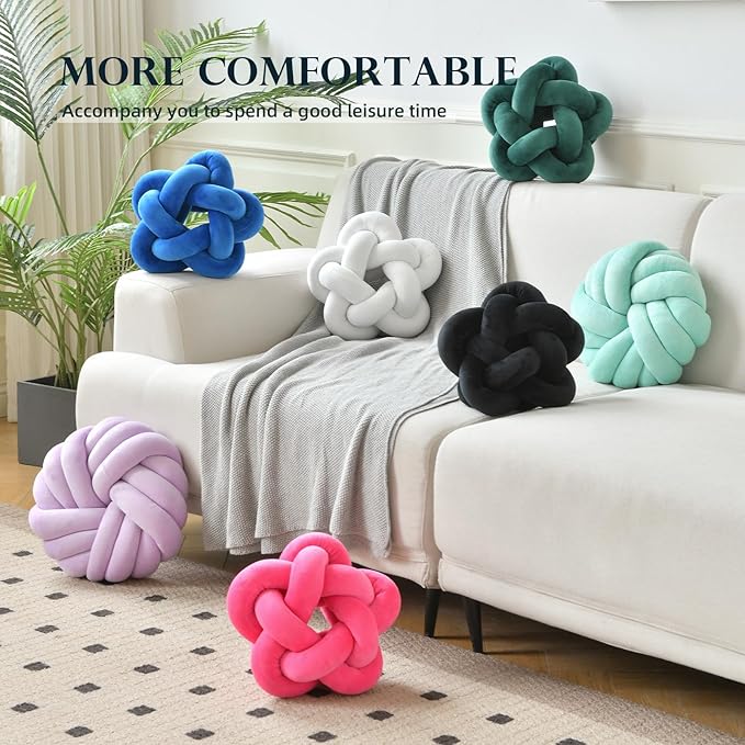 Star Shaped Knotted Pillow Soft Plush Throw Pillow Nordic Style Knot Room Decor for Home Office Sofa Couch Bed (White 12.59 in)