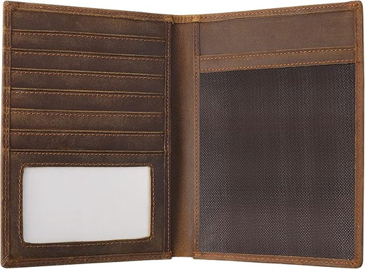 Genuine Leather Passport Holder, RFID Blocking Travel Wallet for Men & Women (Brown)