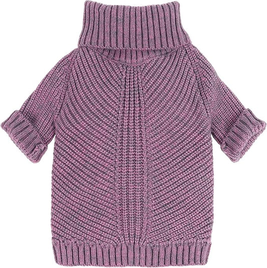 Fitwarm Thermal Knitted Dog Sweater Doggy Winter Coat Pet Clothes Doggie Turtleneck Jacket Puppy Outfits Cat Sweatsuit Lavender Purple Medium
