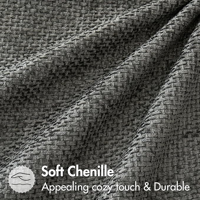 MIULEE Pack of 2 Couch Throw Pillow Covers 20x20 Inch Dark Gray Modern Boho Accent Decorative Pillow Covers Soft Chenille Farmhouse Cushion Covers for Home Decor Bed Sofa Living Room