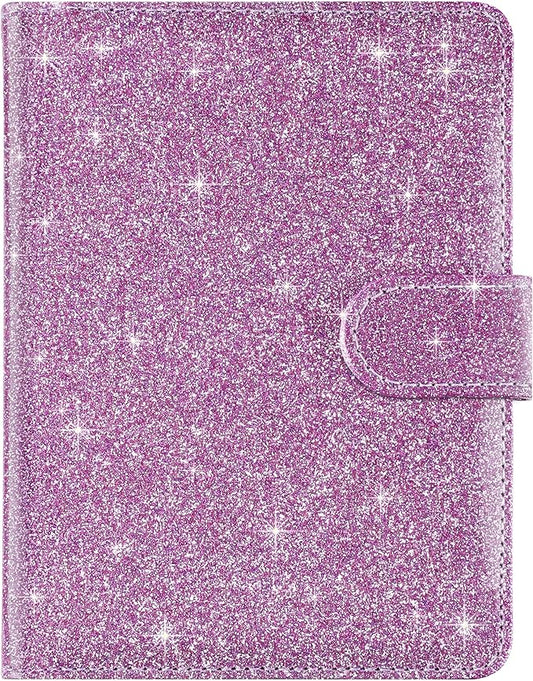 Real Leather Wallet Passport Cover with Credit Card Slots Family Travel (Purple)