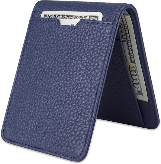 Vaultskin MANHATTAN Slim RFID Blocking Bifold Leather Wallet for Men - Minimalist Front Pocket Card Holder, Holds 9 Cards & Cash, Premium Italian Leather