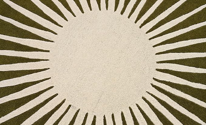 Modern Round Area Rug – Hand-Tufted with 100% NZ Wool, Thick & Soft Circular Carpet for Living Room, Bedroom & Dining Room Decor (Moss Green, 10' Round)
