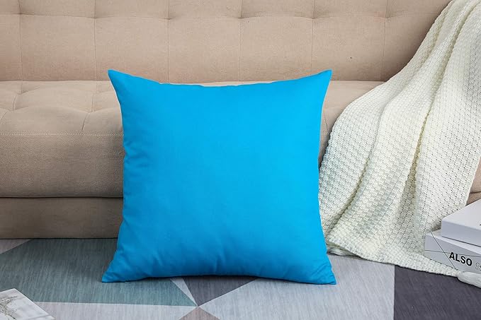 TangDepot Handmade Decorative Solid 100% Cotton Canvas Throw Pillow Covers/Pillow Shams, (28" x28" , Pacific Blue, 1 Count (Pack of 1))