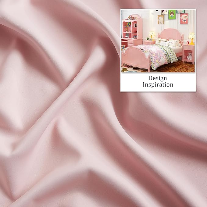 DUALIFE Baby Pink Blackout Curtains 63 Inch Length for Girls Room Heat Blocking Grommet Thermal Insulated Darkening Black Out Curtain for Nursery 52x63 Inches Long