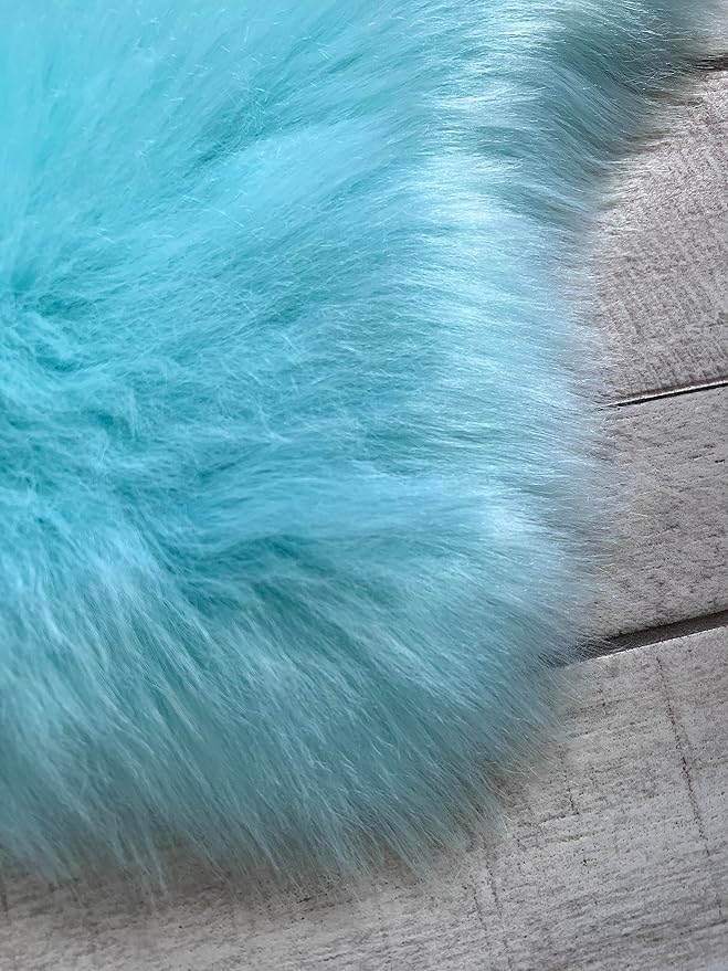 Free Shape Luxury Soft Fluffy Shag Area Rug Single 2’x3', 60x90cm - Vegan Fur Ultra Soft Indoor Carpet Nursery Rugs for Bedroom Home Decor, Blue