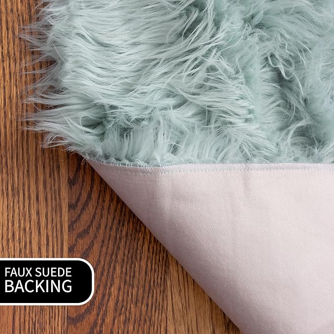 Super Area Rugs Ultra Soft & Fluffy Faux Sheepskin Rug, Teal 3 x 5 Feet Carpet for Bedroom Living Room