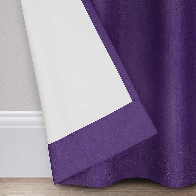 ECLIPSE Kendall Modern Blackout Thermal Rod Pocket Window Curtain for Bedroom or Living Room (1 Panel), 42" x 54", Purple