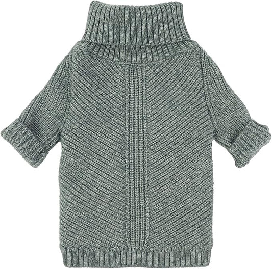 Fitwarm Dog Turtleneck Sweater, Thermal Knitted Pet Coat, Dog Winter Clothes for Small Dogs, Cat Apparel, Heather Grey, XXL
