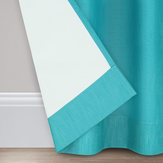 ECLIPSE Kendall Modern Blackout Thermal Rod Pocket Window Curtain for Bedroom or Living Room (1 Panel), 42" x 95", Turquoise