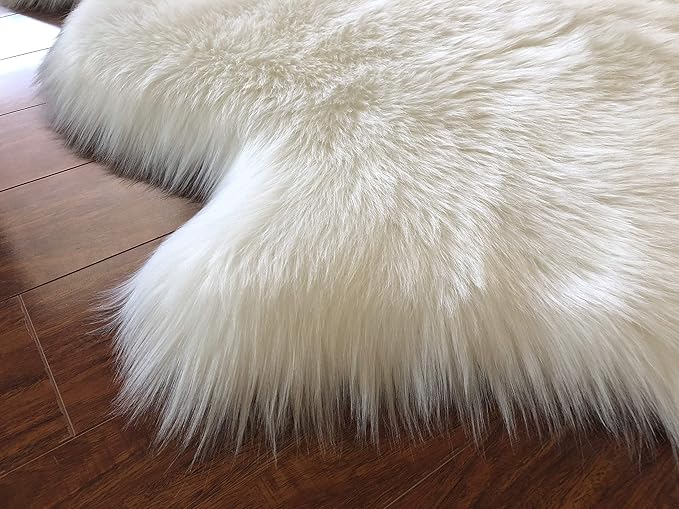 Free Shape Luxury Soft Fluffy Shag Area Rug Double 2'x6', 60x180cm - Vegan Fur Ultra Soft Indoor Carpet Nursery Rugs for Bedroom Home Decor, White