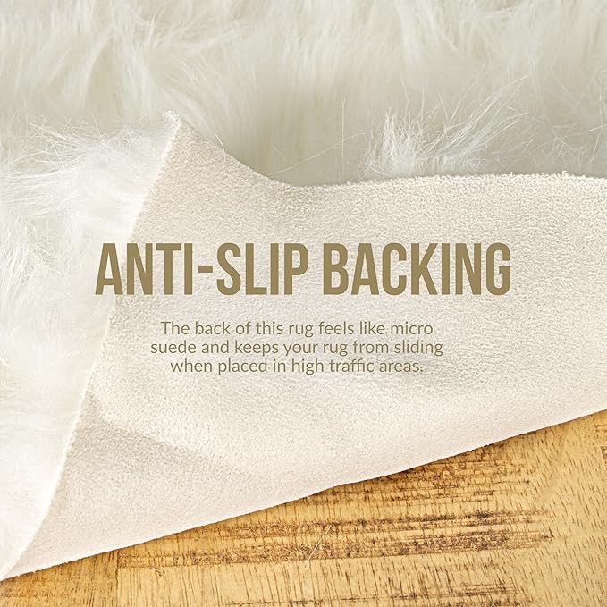 Luxe Gordon Faux Fur Rug with Soft and Fluffy Pile | Machine Washable Living Room Rug with Anti-Slip Backing | Cruelty-Free Area Rugs for Office or Bedroom, Gradient Tan, 4 ft x 6 ft