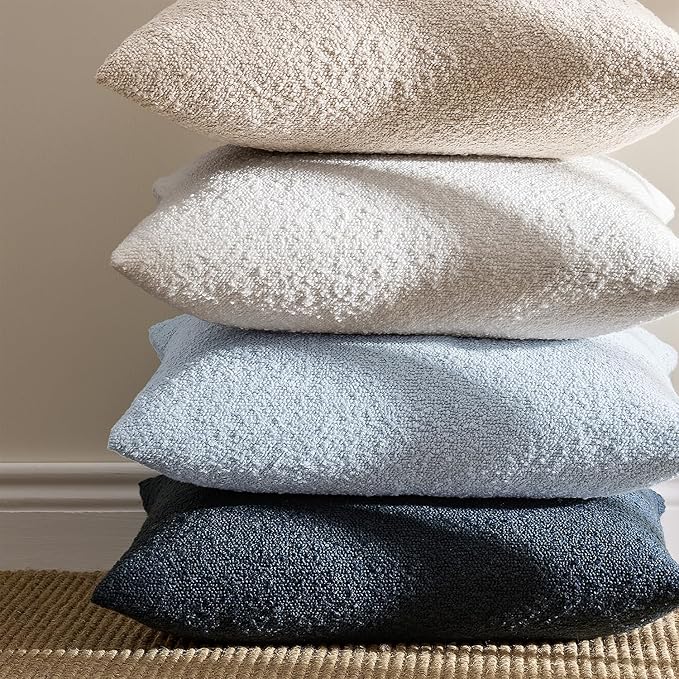 ANRODUO Pack of 2 Textured Boucle Throw Pillow Covers Soft Light Blue Decorative Accent Solid Pillow Cases Cozy Modern Couch Cushion Case for Chair Sofa Bedroom Living Room Home Decor, 20 x 20 Inch