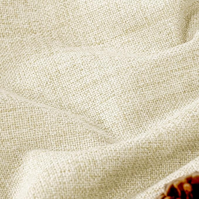 Lajode 45 Inch Length Linen Blackout Curtains for Short Cafe Window, Thermal Insulated Light Blocking Soundproof Privacy Burlap Curtains 2 Panels, Each 38 Inch Wide Cream
