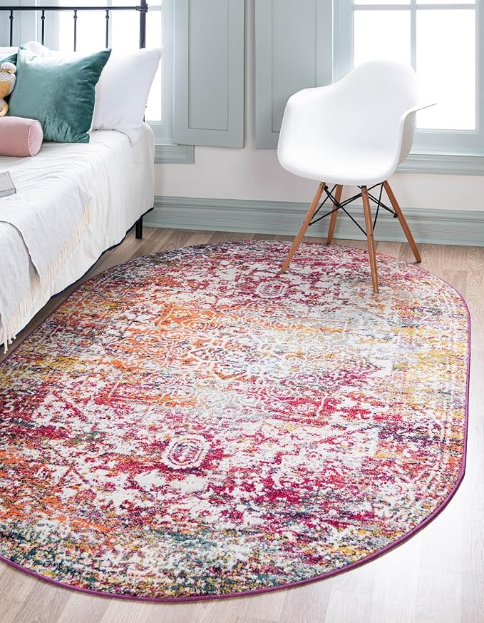 Rugs.com Arlington Collection Rug – 4x6 Oval Multi Medium-Pile Rug Perfect for Living Rooms, Large Dining Rooms, Open Floorplans