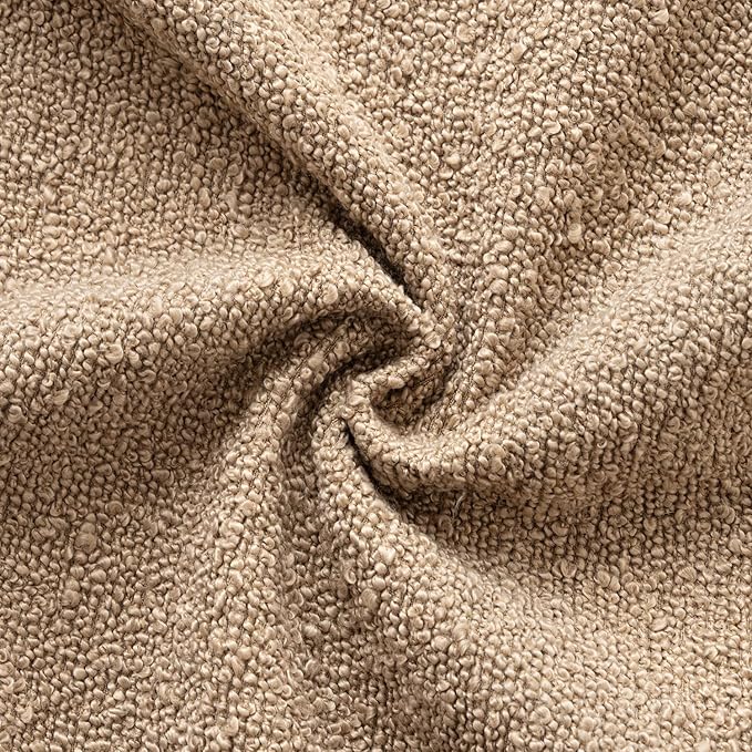 Woaboy Pack of 2 20x20 Inch Decorative Boucle Throw Pillow Covers Textured Square Pillowcaes Accent Solid Cozy Soft Cushion Covers Home Decor for Sofa Couch Living Room Home Decor,Khaki