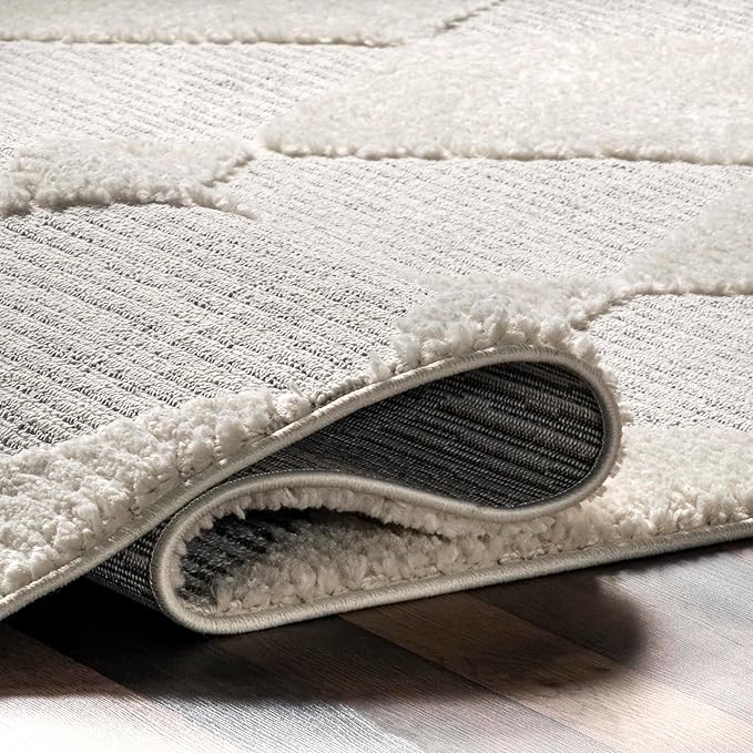 Nuloom Marissa Off-White/Grey, 10' x 14', Diamond, Tassel, Soft and Cozy, High Traffic, Stain Resistant, Easy Clean, Durable Area Rug for Bedroom, Living Room, Dining Space, Den, Foyer, Entryway