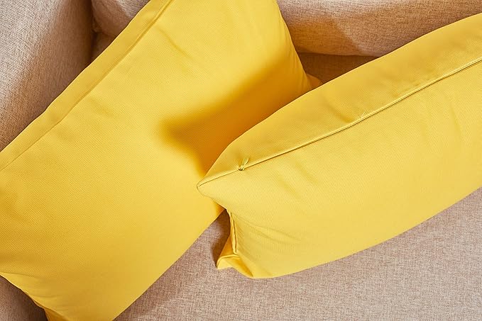 TangDepot Handmade Decorative Solid 100% Cotton Canvas Throw Pillow Covers/Pillow Shams, (18"x18", Yellow)
