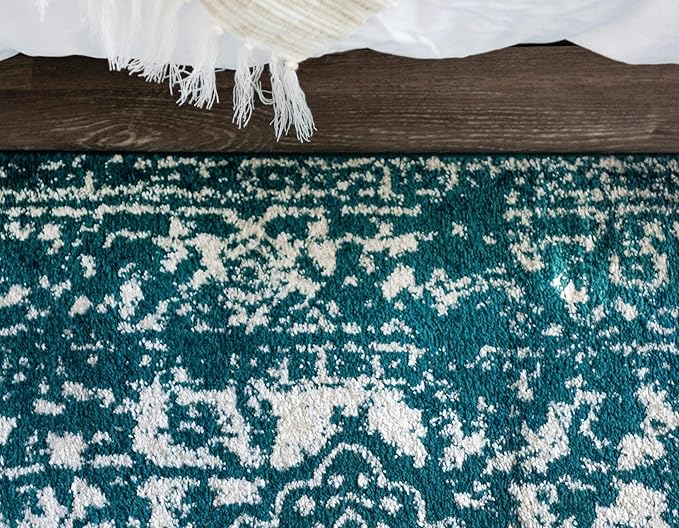 Rugs.com Arlington Collection Rug – 8 Ft Square Turquoise Medium-Pile Rug Perfect for Living Rooms, Kitchens, Entryways
