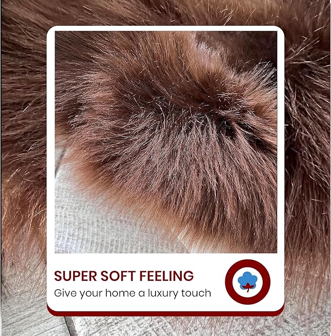 Free Shape Luxury Soft Fluffy Shag Area Rug Octo 8 Pelts 6'x8',180x240 cm - Vegan Fur Ultra Soft Indoor Carpet Nursery Rugs for Bedroom Home Decor, Brown