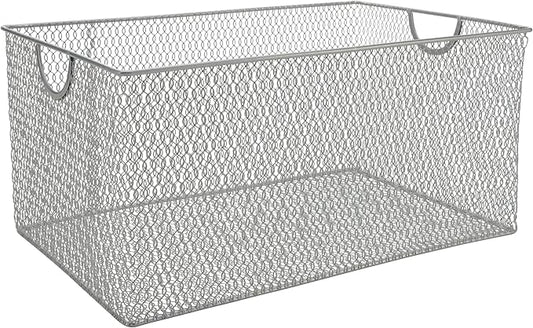 YBM HOME Kitchen Pantry Organizer Wire Basket for Shelves, Cabinets, Pantry, Countertop, Mesh Open Storage Bin Metal Basket for Organizing Food Supplies, 14.5x9.25x7