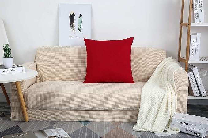 TangDepot Handmade Decorative Solid 100% Cotton Canvas Throw Pillow Covers/Pillow Shams, (20" x20" , Christmas Red, 1 Count (Pack of 1))